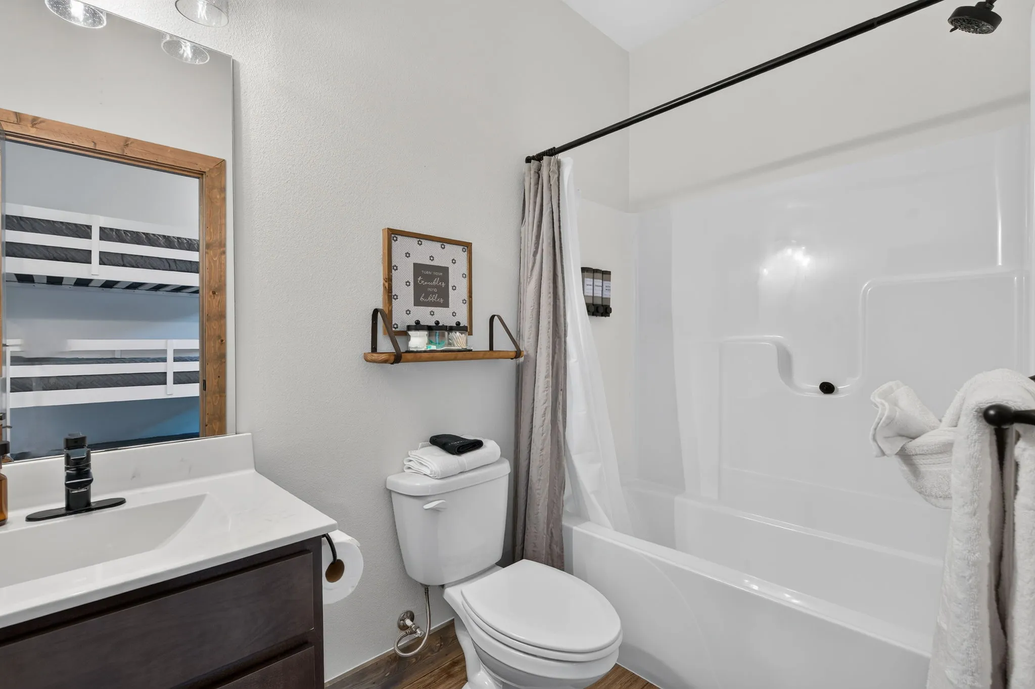 Bathroom vanity and toilet area